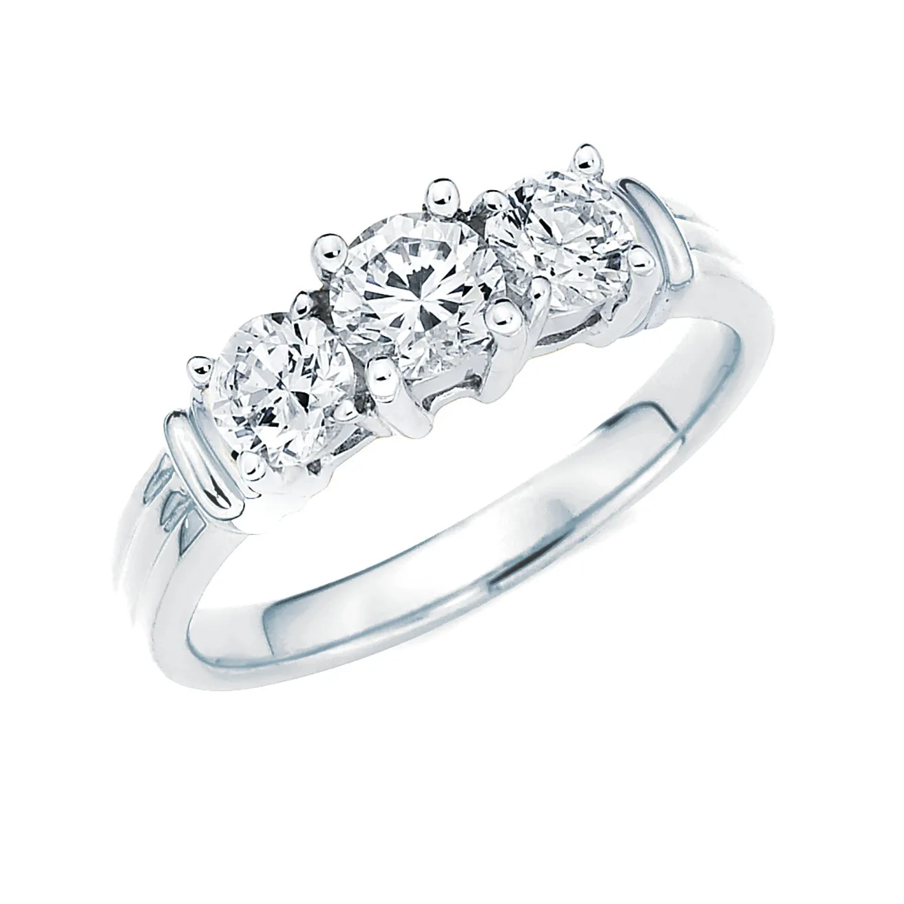 1/2 Ctw. Prong Set 3 Stone Diamond Anniversary Ring in 14K Gold