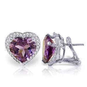 6.48 Carat 14K Solid White Gold Participate In Magic Amethyst Diamond Earrings