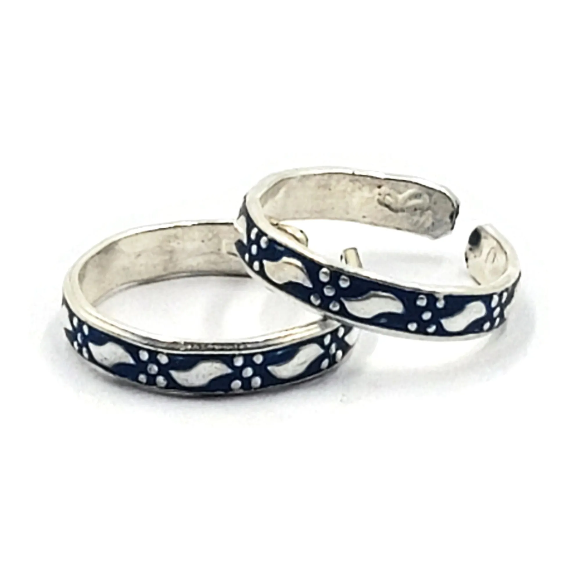 925 Sterling Silver Multicolor Toe-rings - Design #28