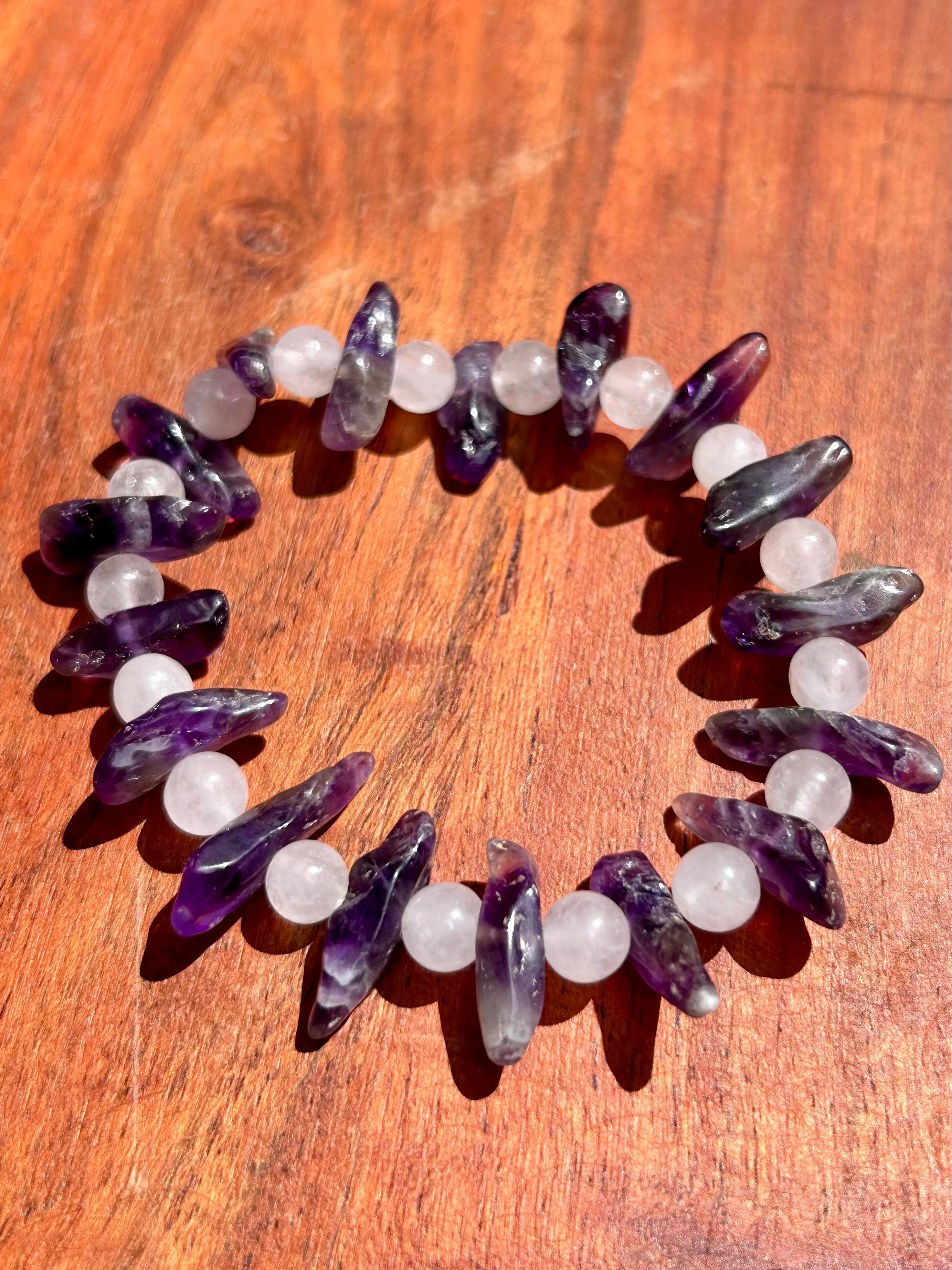 Amethyst & Quartz Gemstone Bracelet