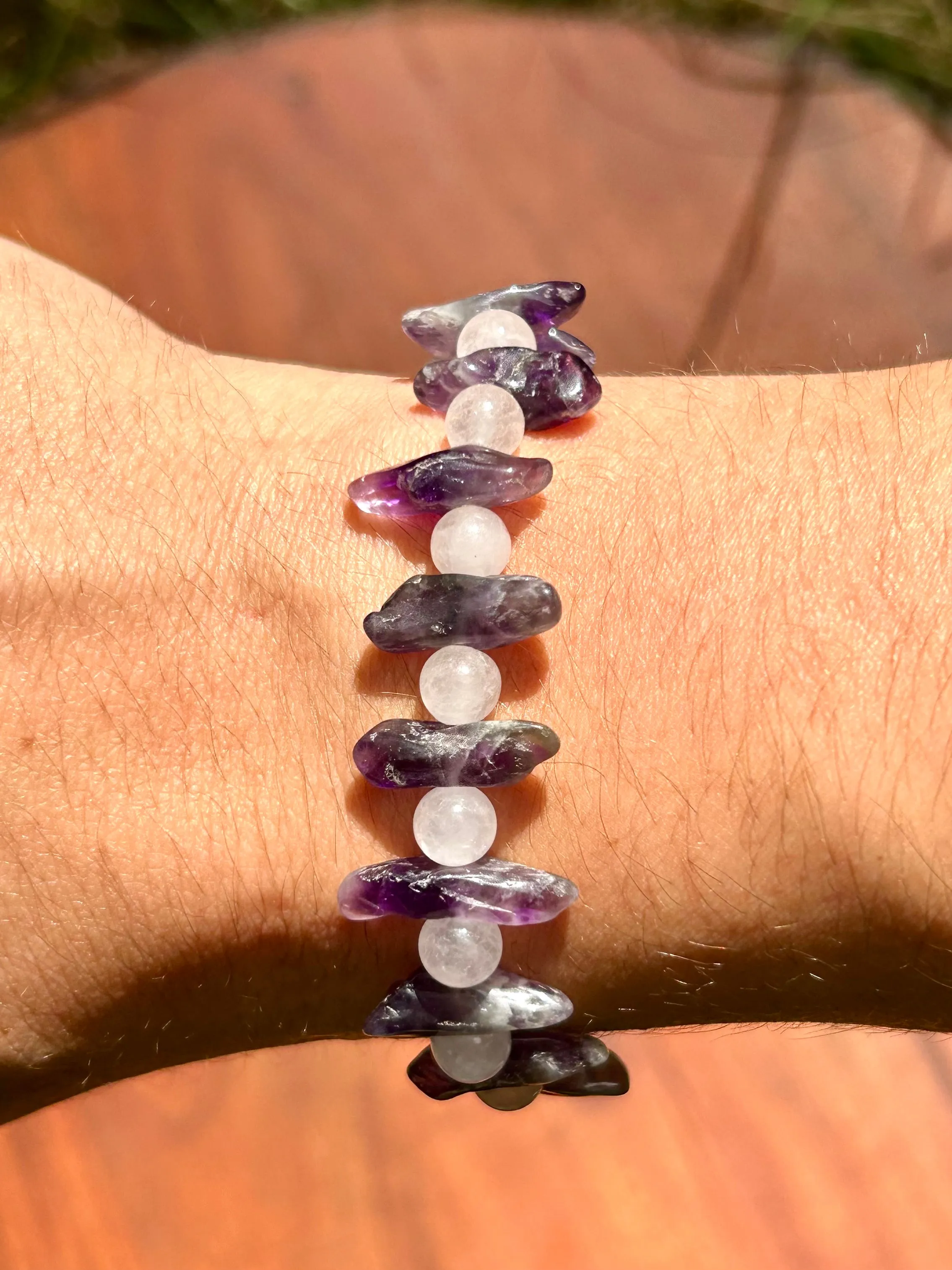Amethyst & Quartz Gemstone Bracelet