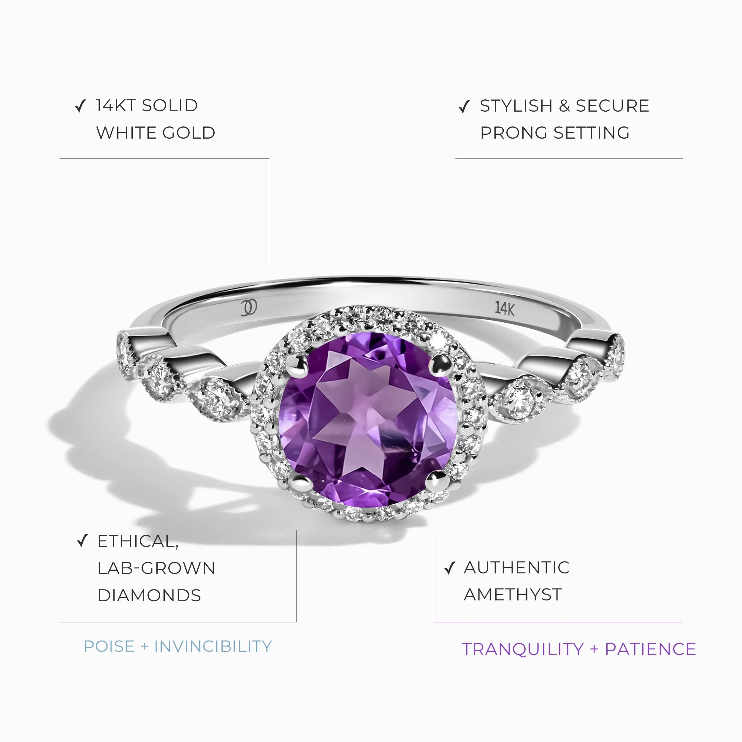 Amethyst Lab Diamond Ring - Soulmate