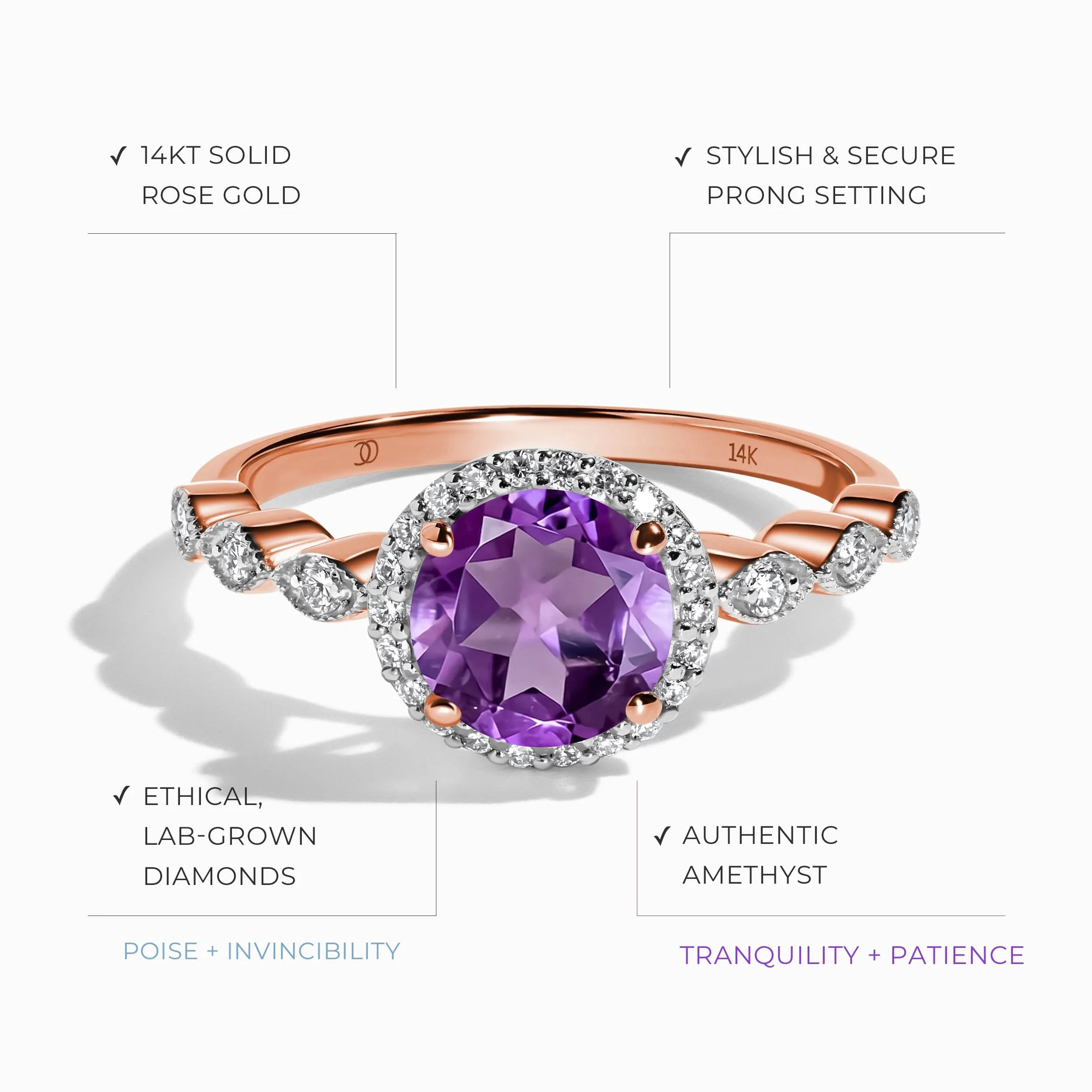 Amethyst Lab Diamond Ring - Soulmate