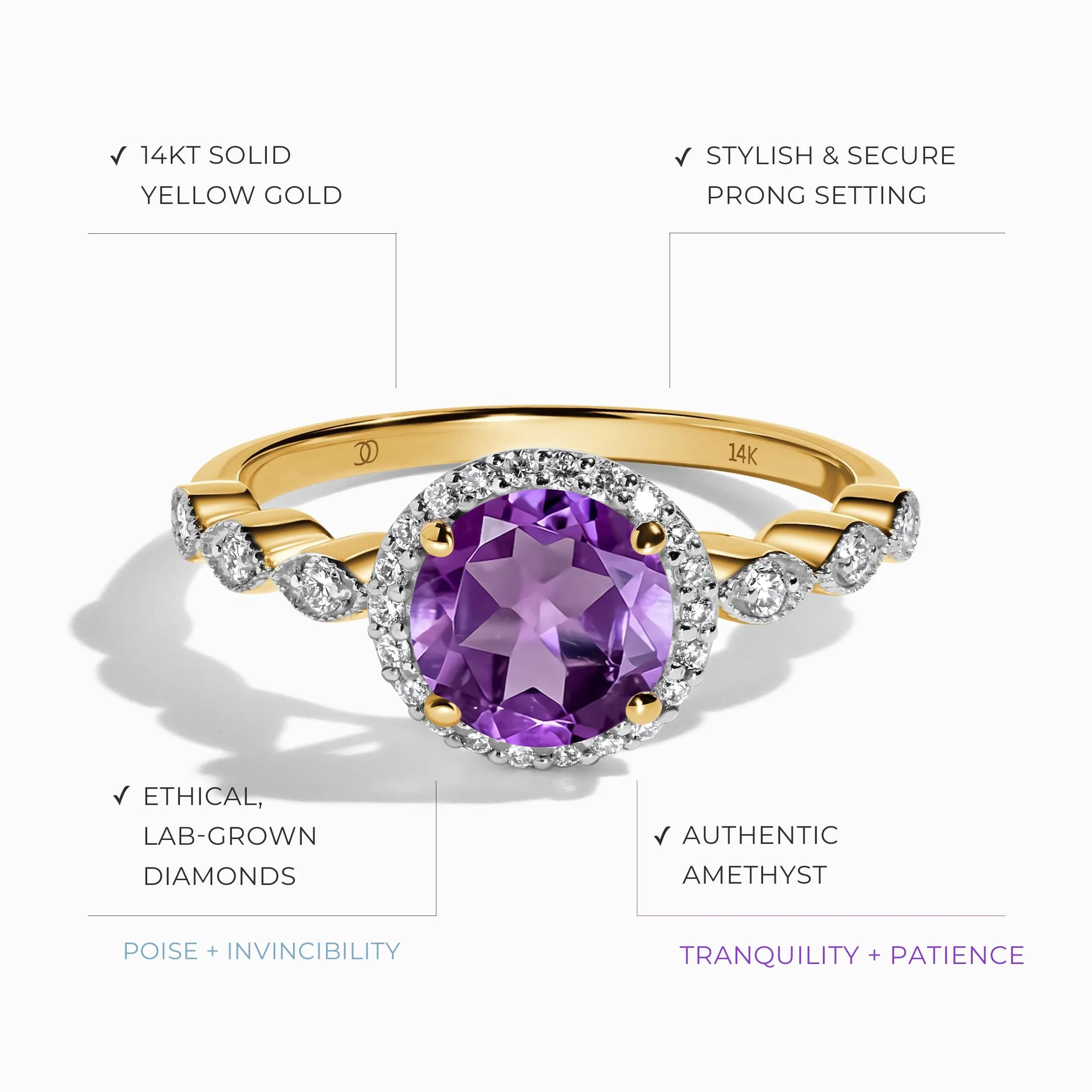 Amethyst Lab Diamond Ring - Soulmate