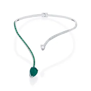 Bahamas 925 Silver Emerald Hydro Coil Necklace