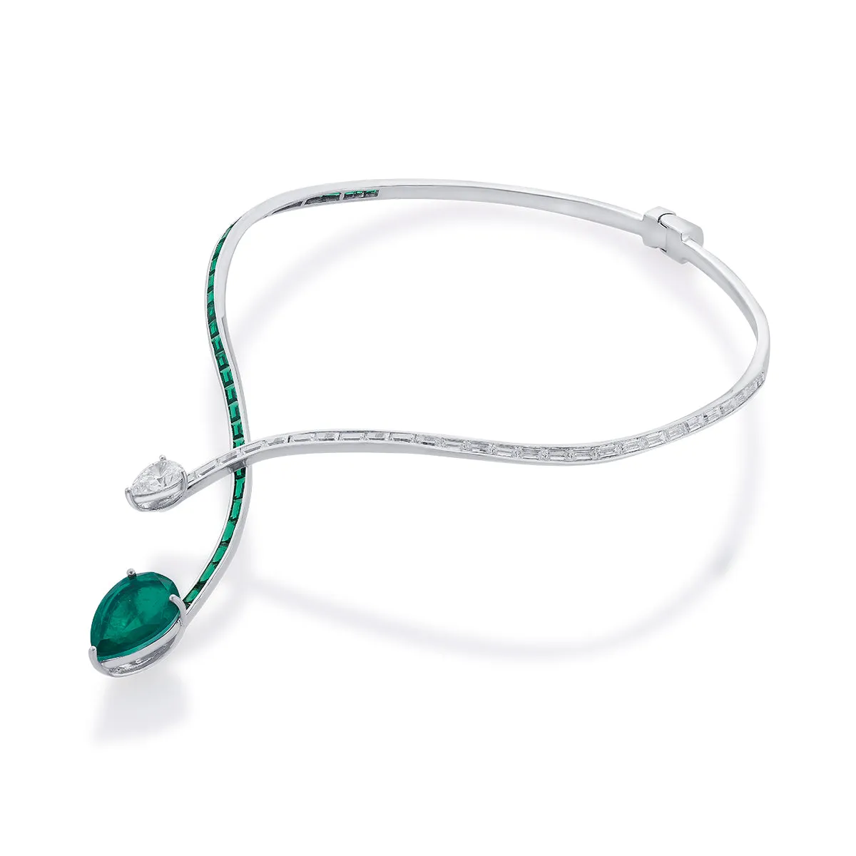 Bahamas 925 Silver Emerald Hydro Coil Necklace