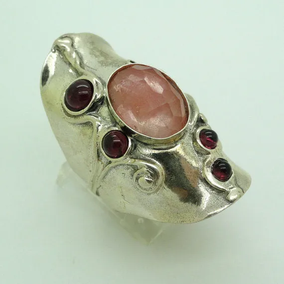 Cherry Quartz Sterling Silver Ring Gift for Her Elegant Israeli Jewelry for Women