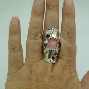 Cherry Quartz Sterling Silver Ring Gift for Her Elegant Israeli Jewelry for Women
