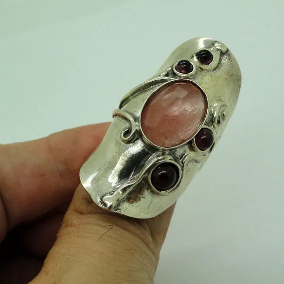 Cherry Quartz Sterling Silver Ring Gift for Her Elegant Israeli Jewelry for Women