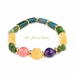 Cora citrine and multi gemstone stretchable bracelet