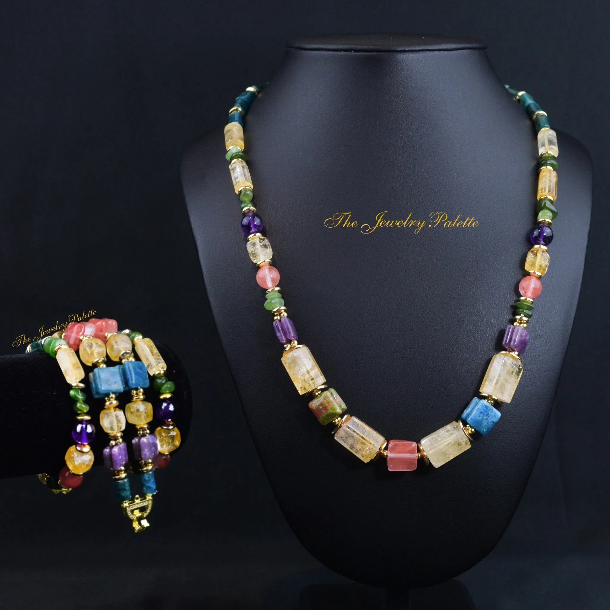 Cora citrine and multi gemstone stretchable bracelet