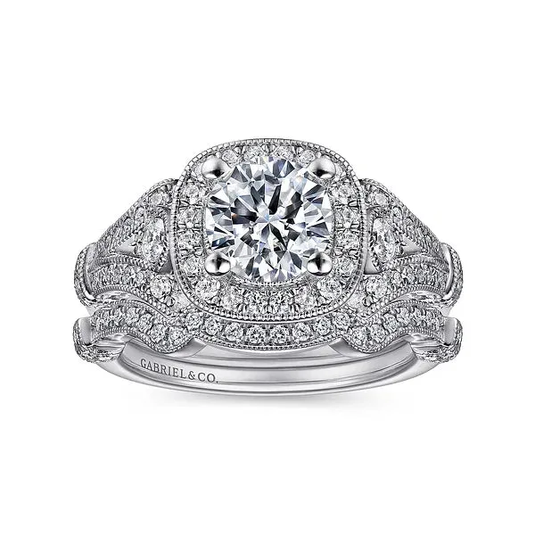 Cushion Cut Halo Enhancing Diamond Wedding Band