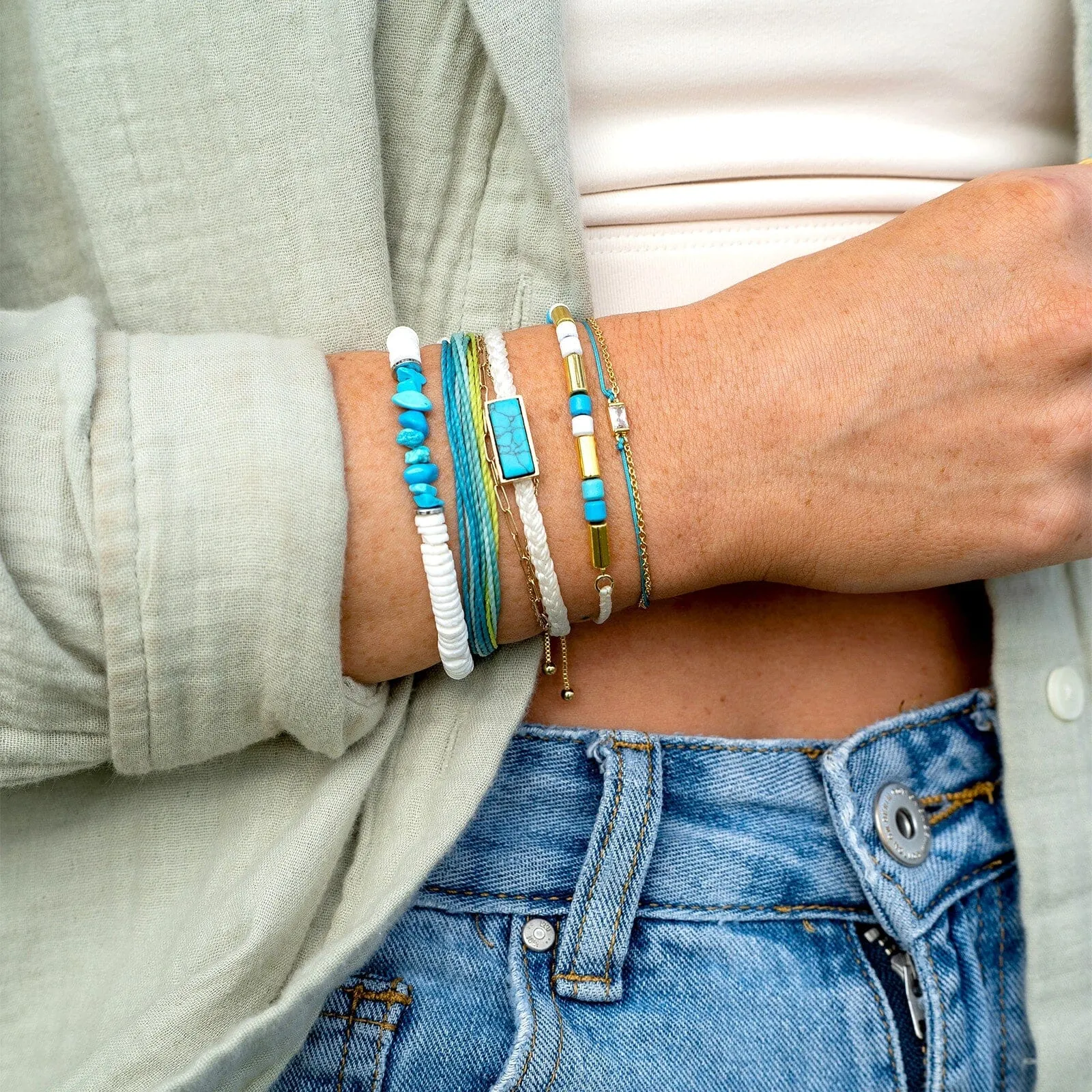 Dainty String & Chain Slider Bracelet