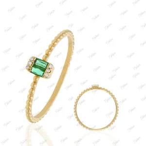 Diamond & Baguette Emerald Minimalist Ring in US Size 5