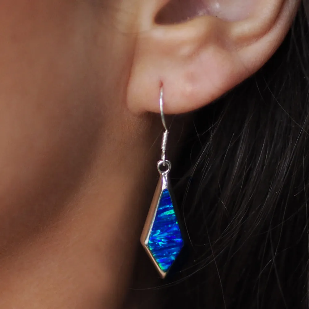 Flinder White Long Kite Drop Earrings