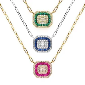Genuine Spinel Baguette "Solitaire" Necklace