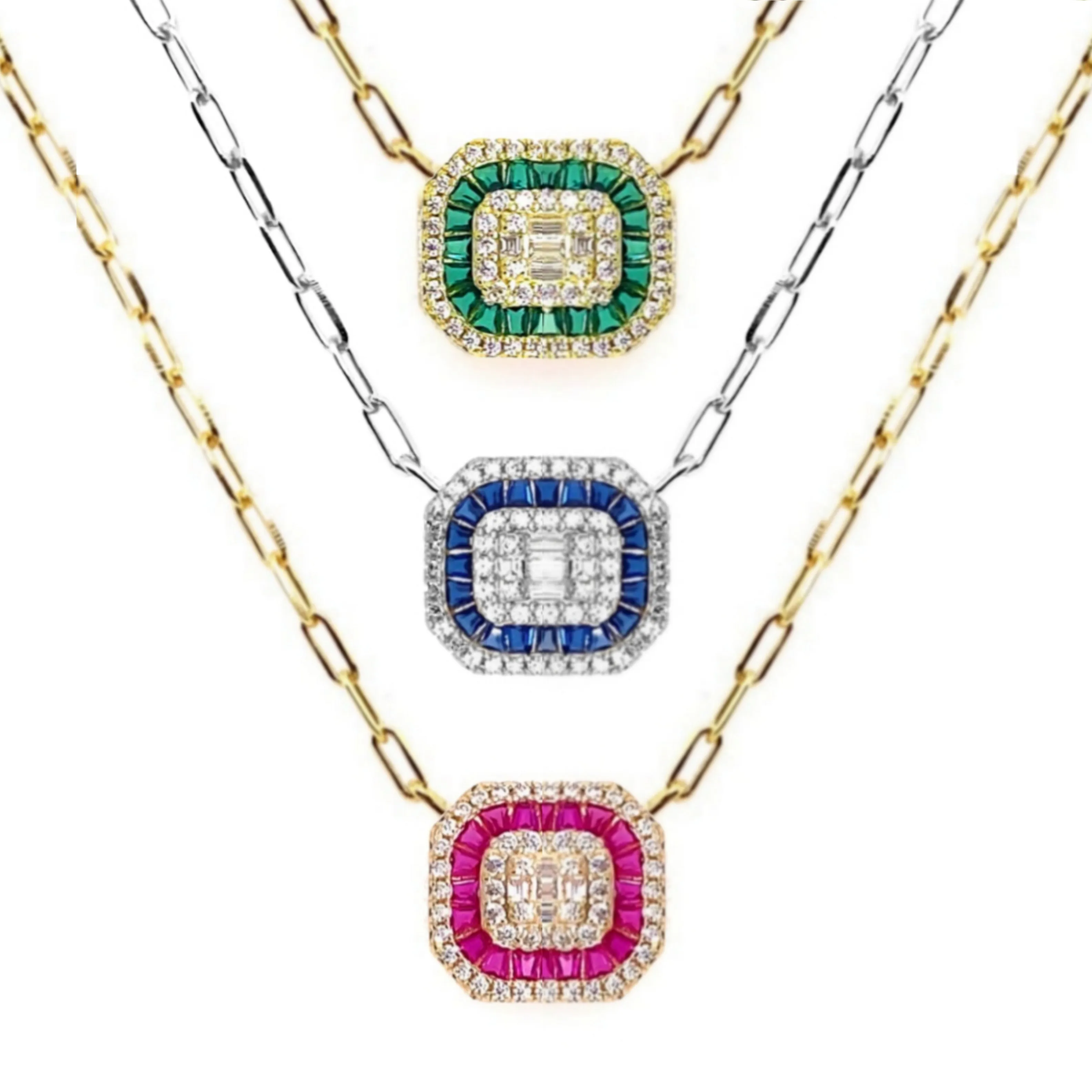 Genuine Spinel Baguette "Solitaire" Necklace