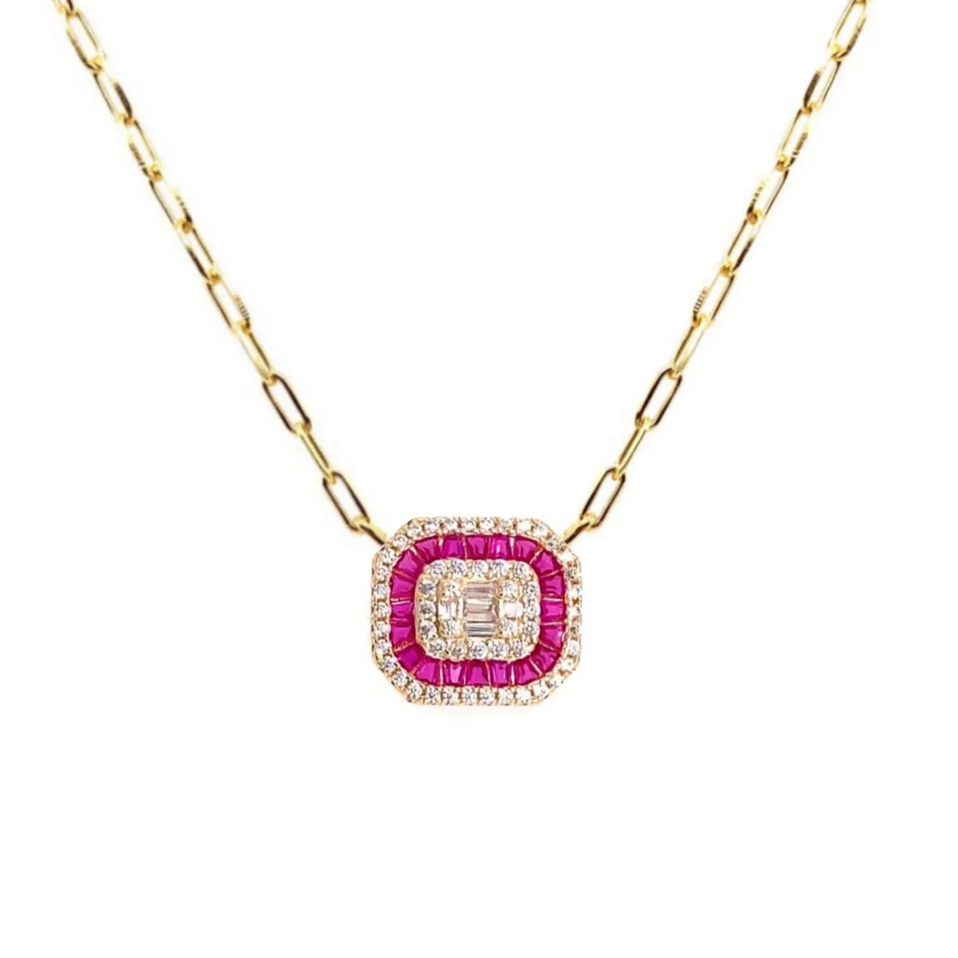 Genuine Spinel Baguette "Solitaire" Necklace