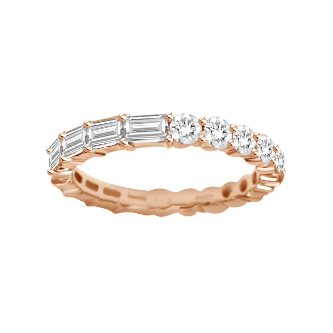 Half Round & Half Emerald Eternity Band
