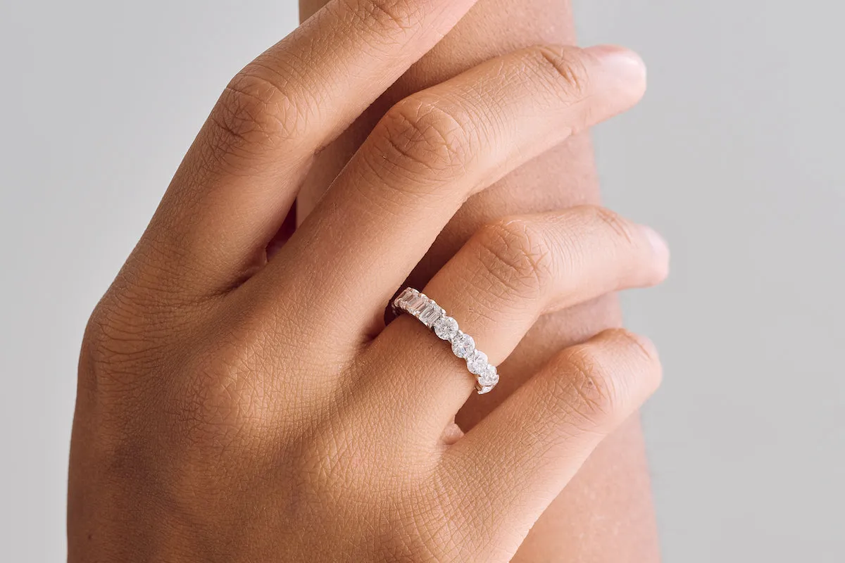 Half Round & Half Emerald Eternity Band