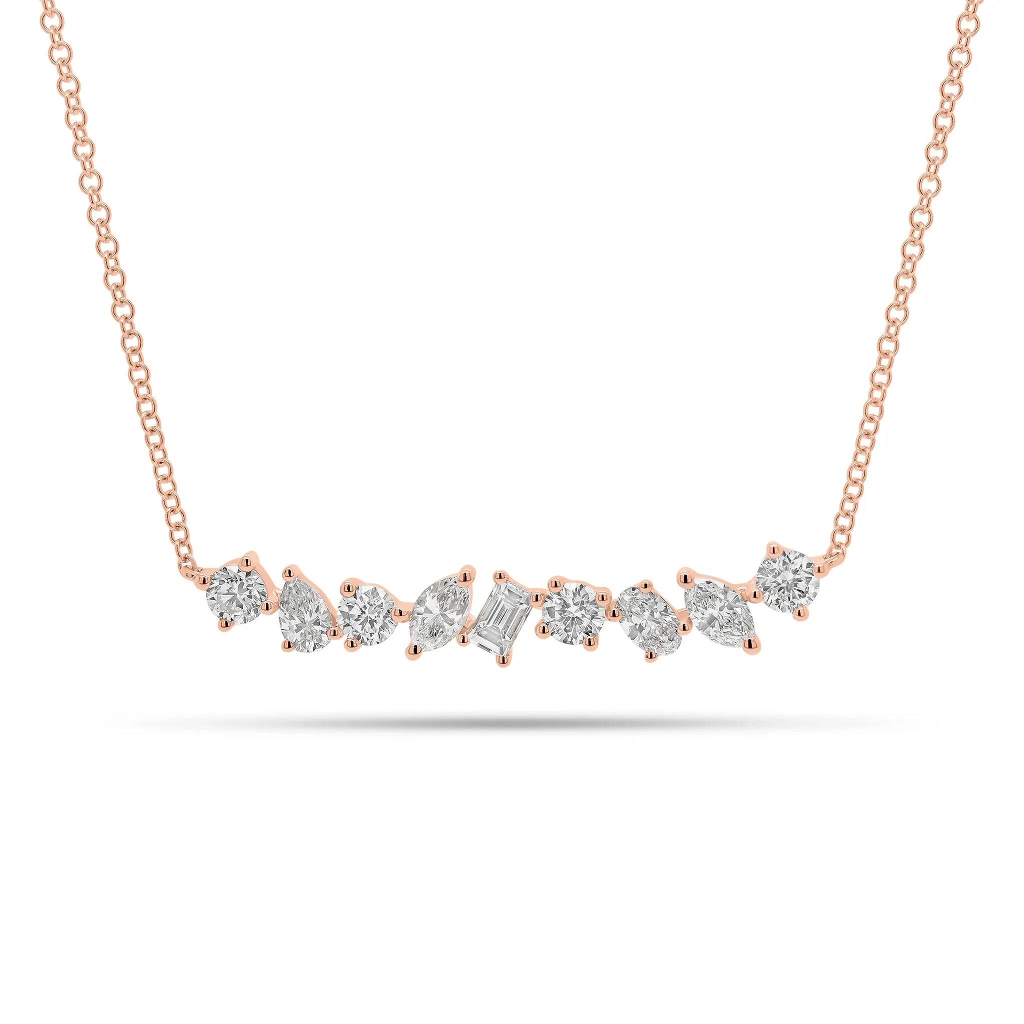Mixed Shape Diamond Bar Necklace