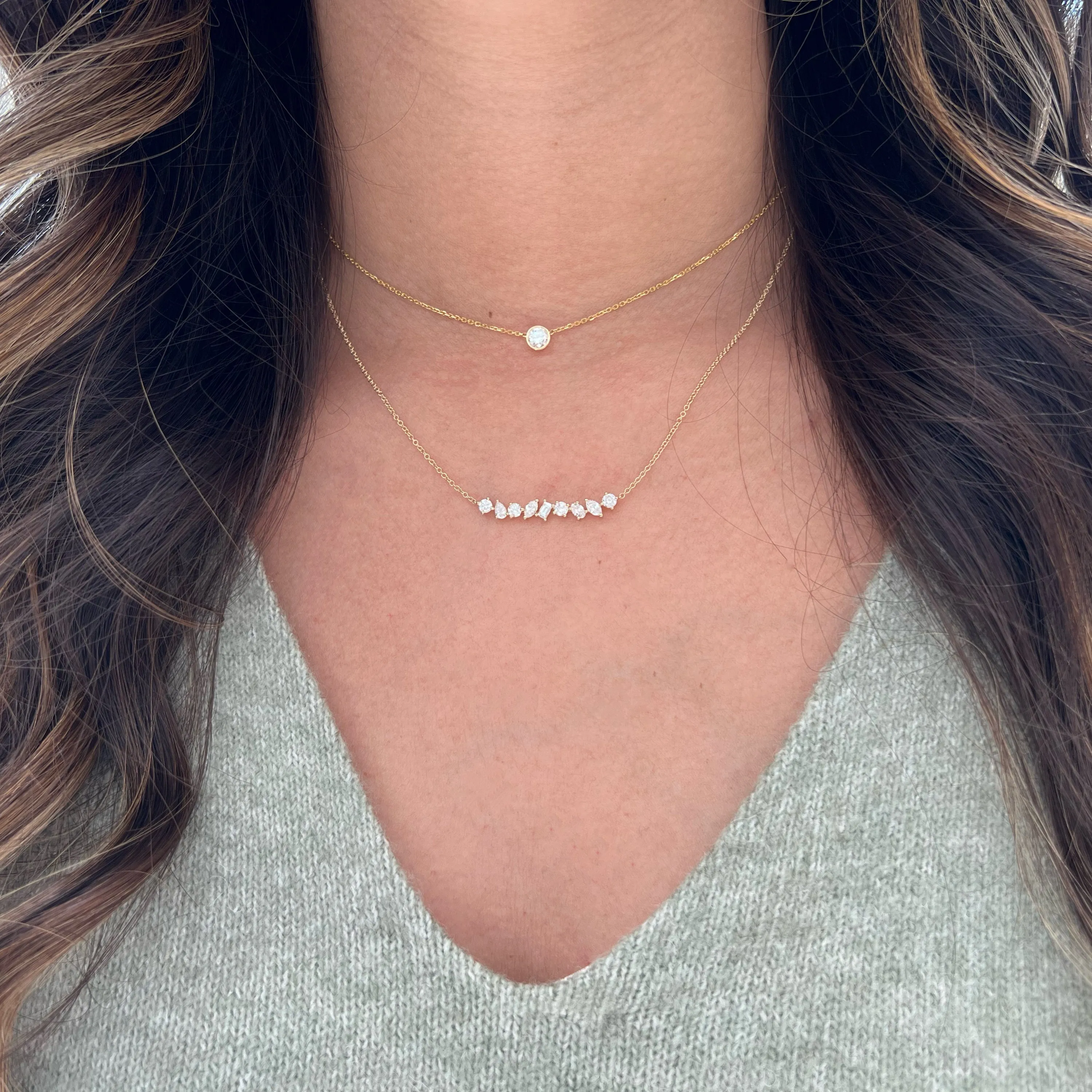 Mixed Shape Diamond Bar Necklace