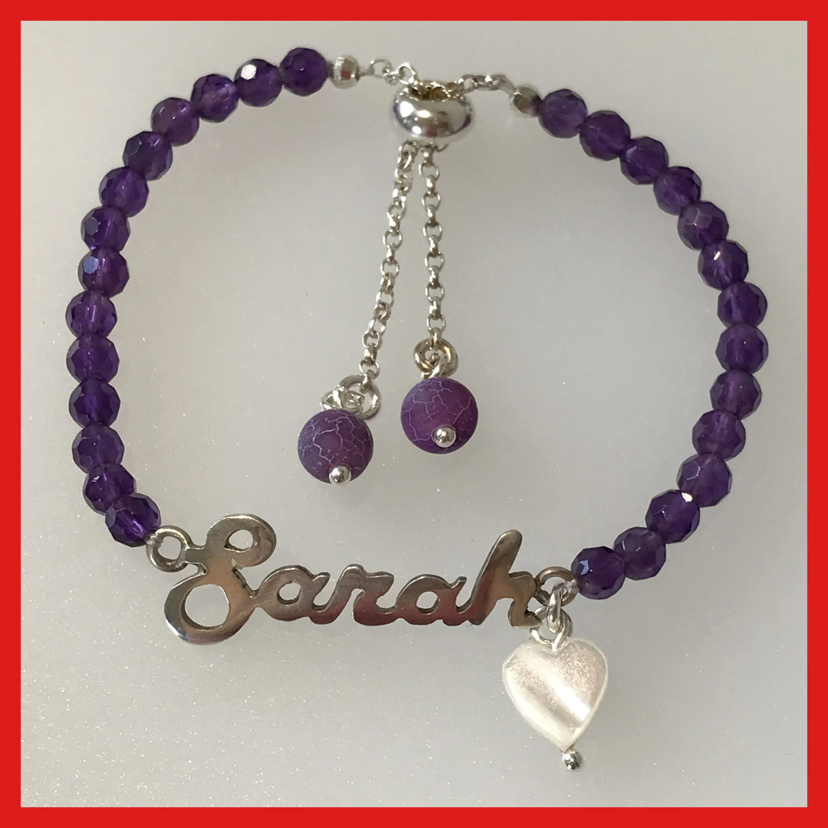 Namebracelet with Amethyst GemStone