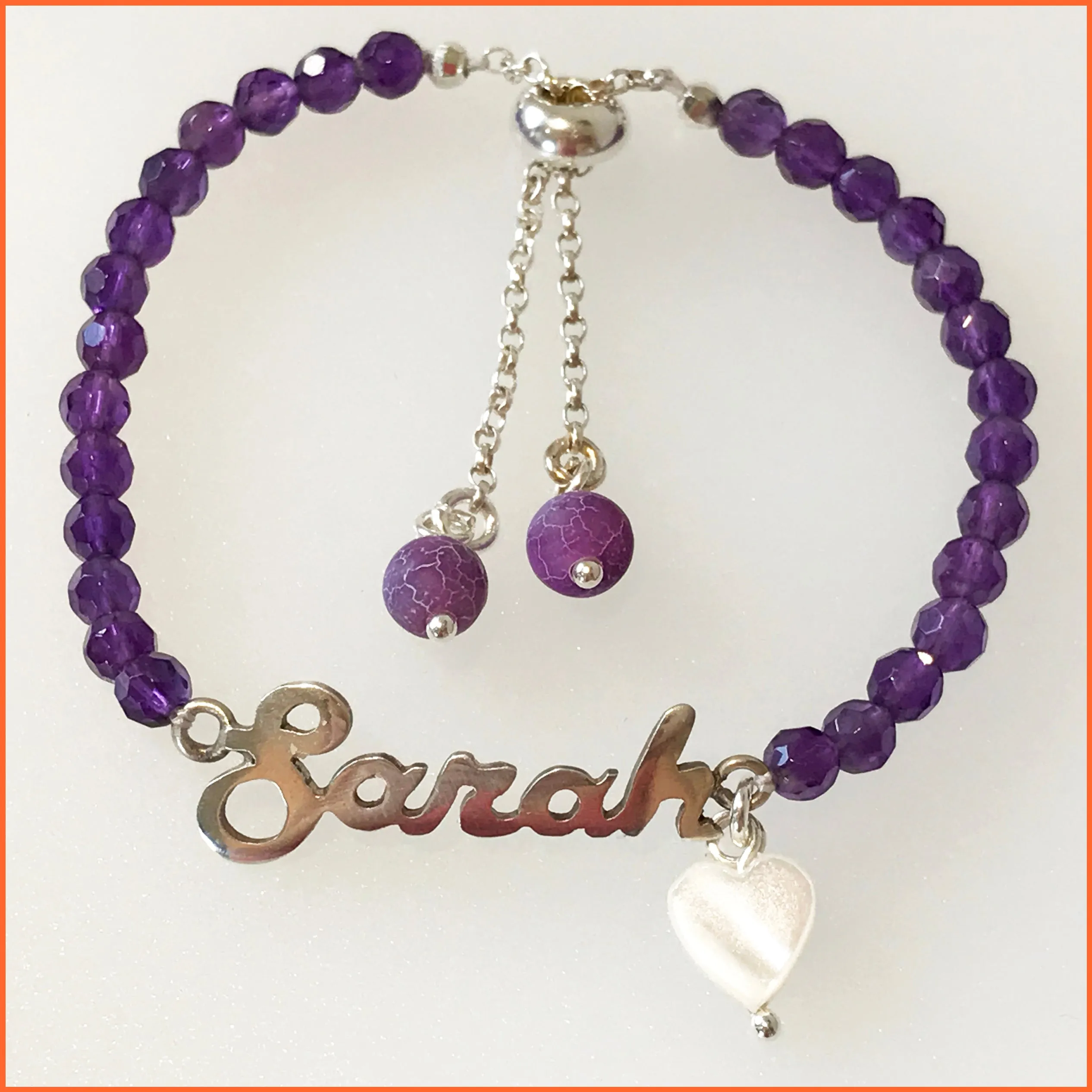 Namebracelet with Amethyst GemStone