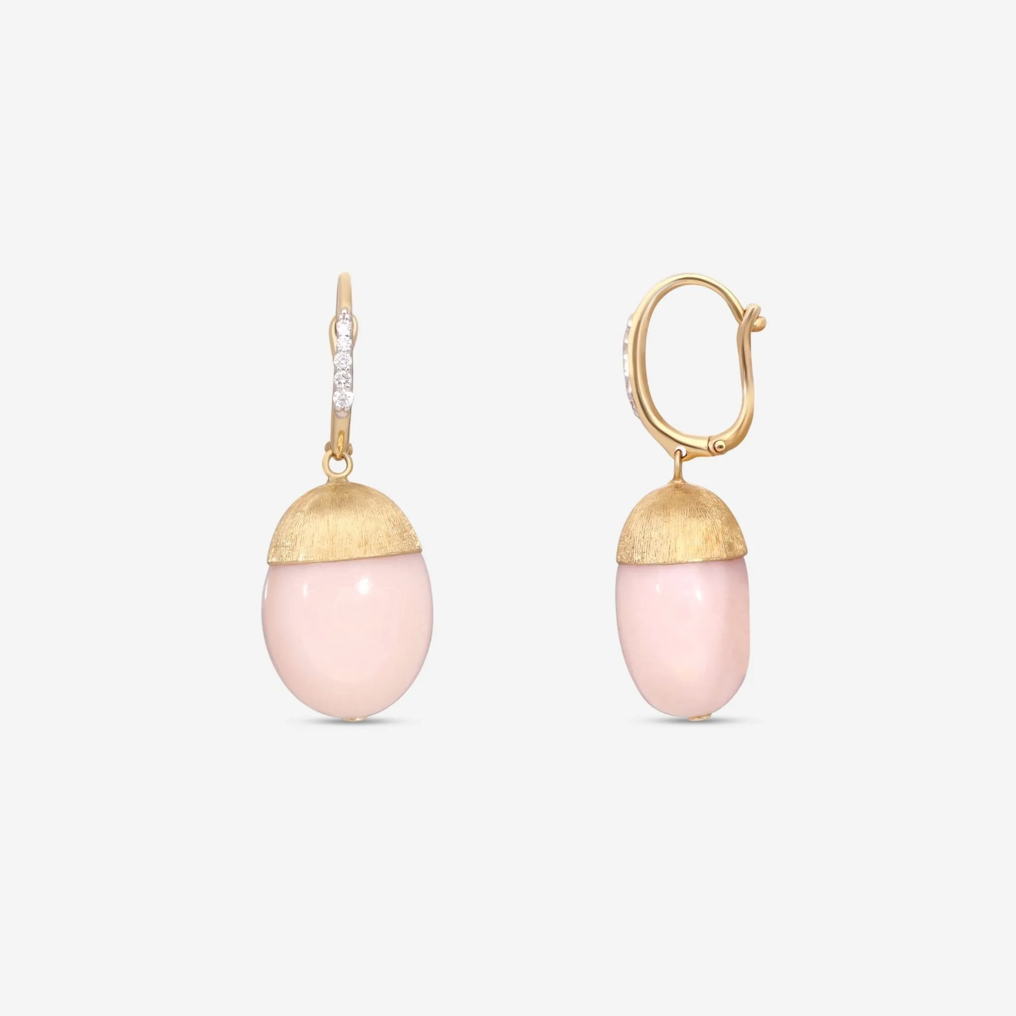 Nanis 18K Yellow Gold Pink Opal & Diamond Earrings OS14-575