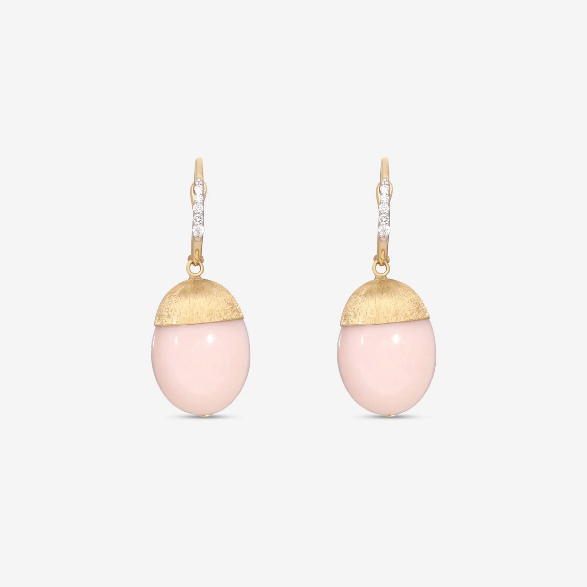 Nanis 18K Yellow Gold Pink Opal & Diamond Earrings OS14-575