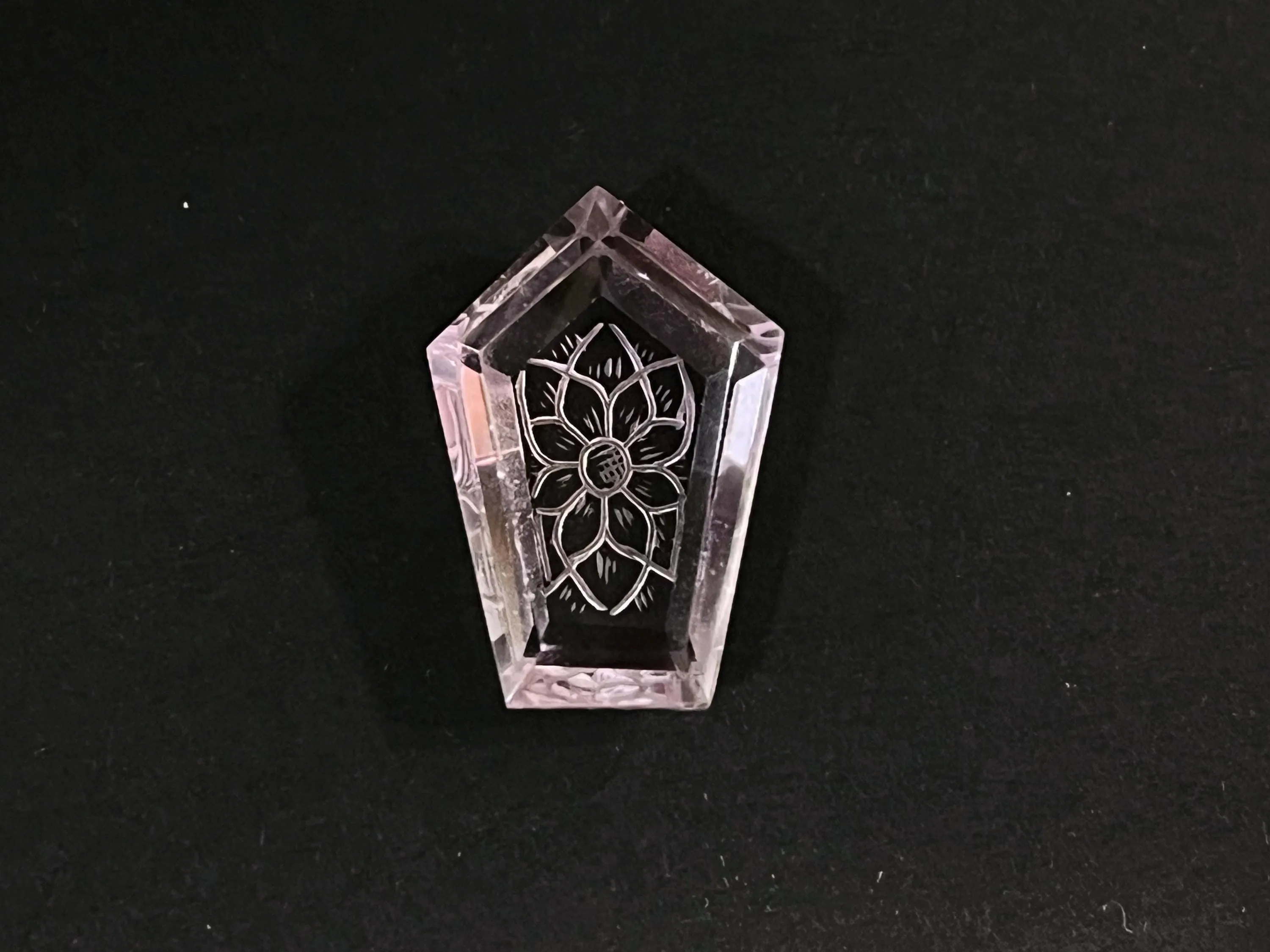 Natural Pink Amethyst Handcarved Fantasy cut reverse carving