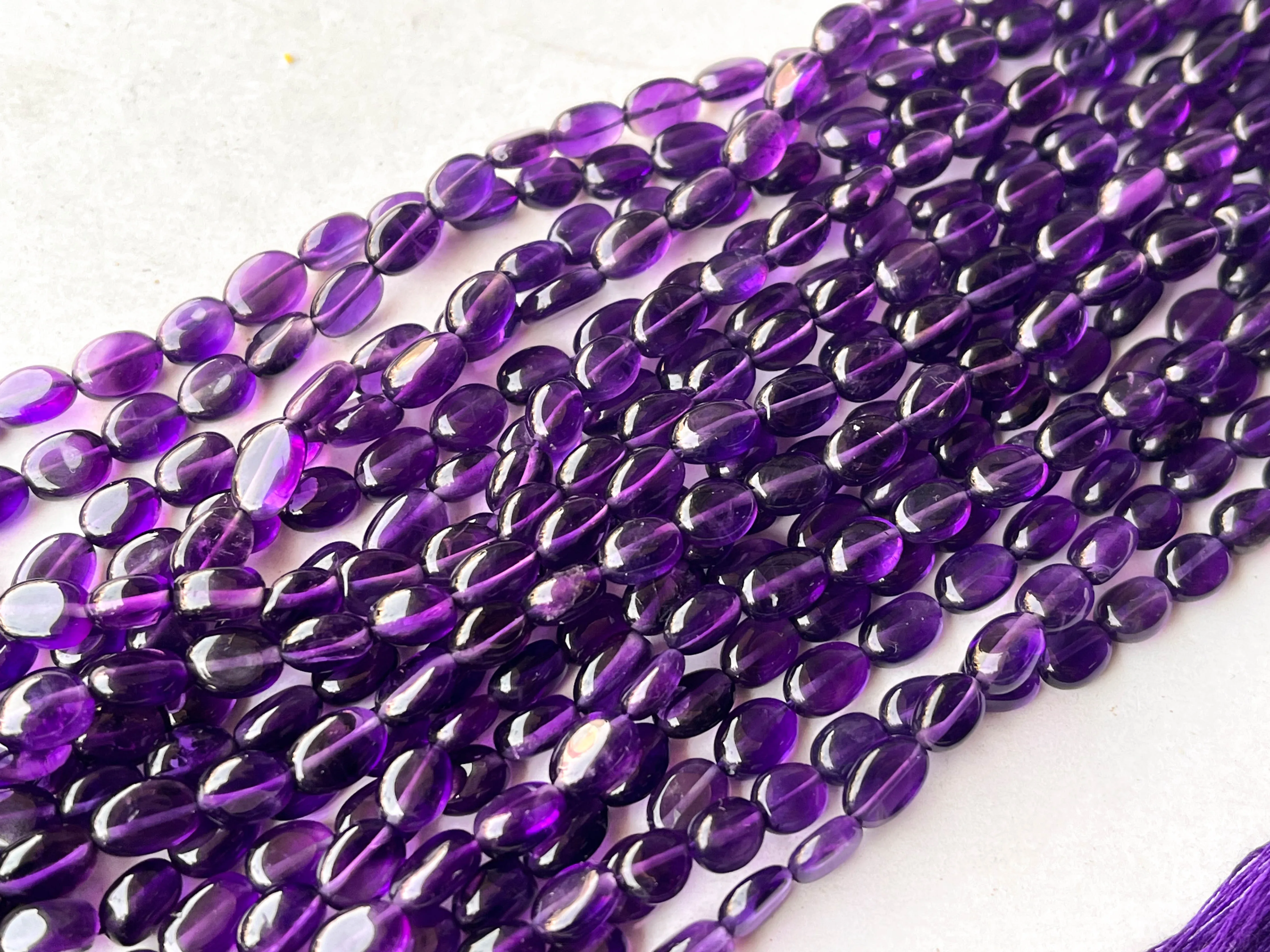 Natural Purple Amethyst Smooth oval shape beads