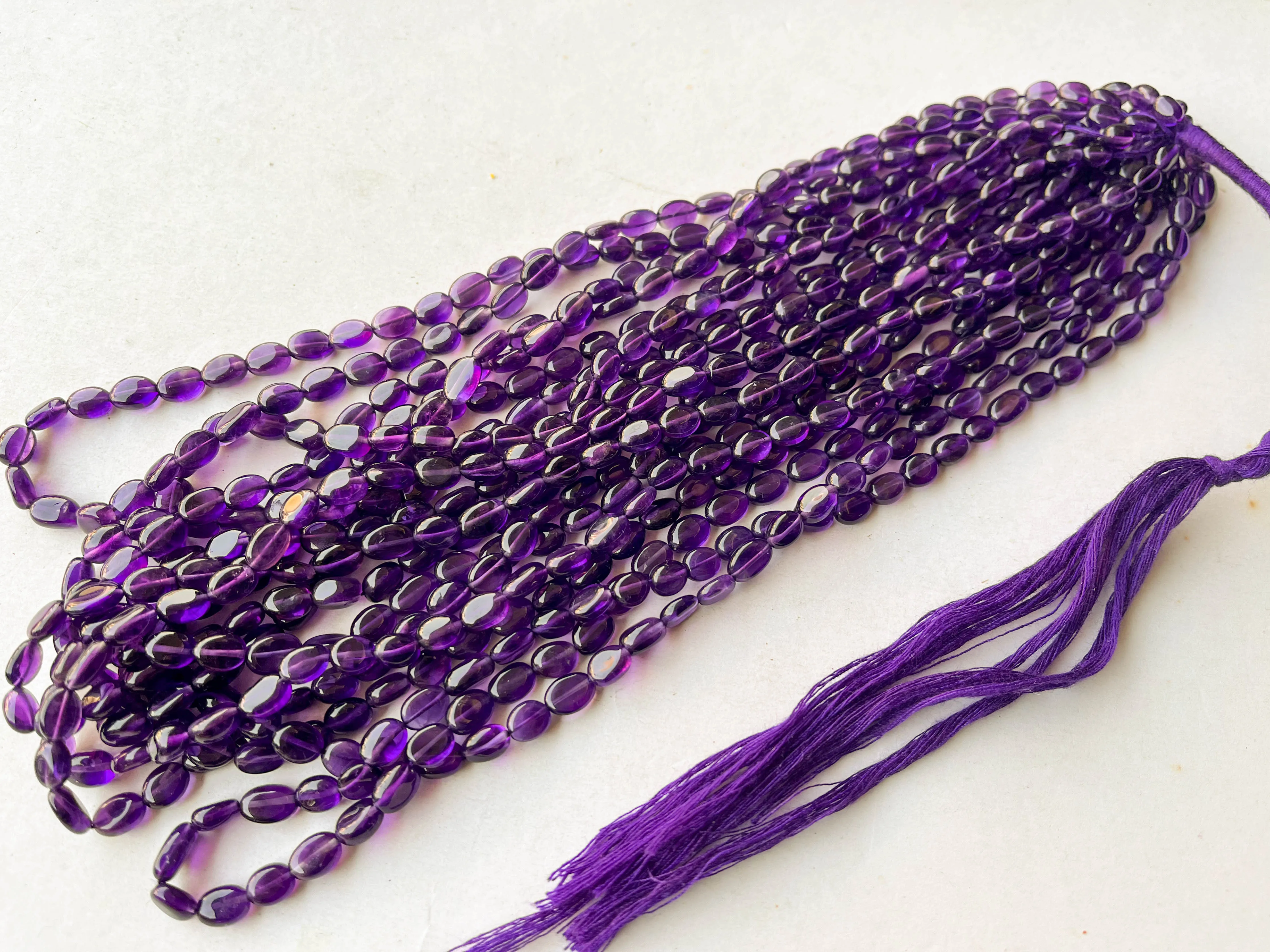 Natural Purple Amethyst Smooth oval shape beads