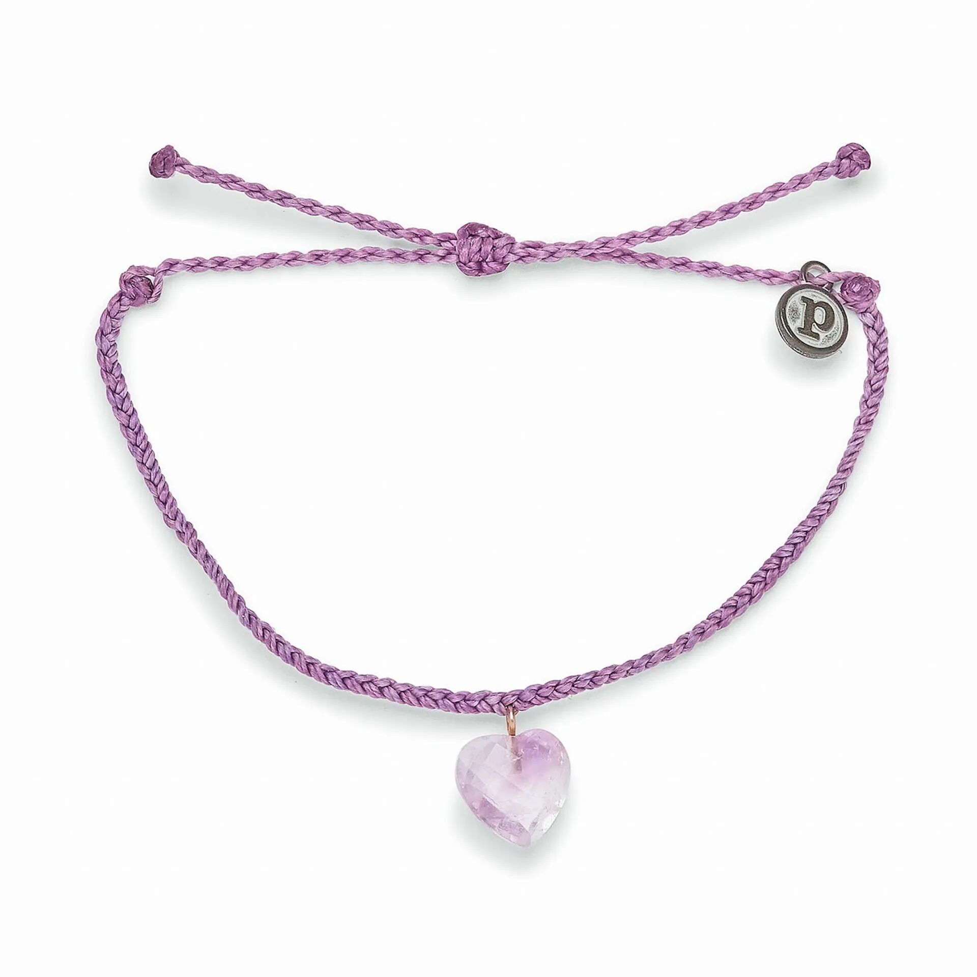 Pura Vida Stone Heart Amethyst Charm Bracelet in Light Purple