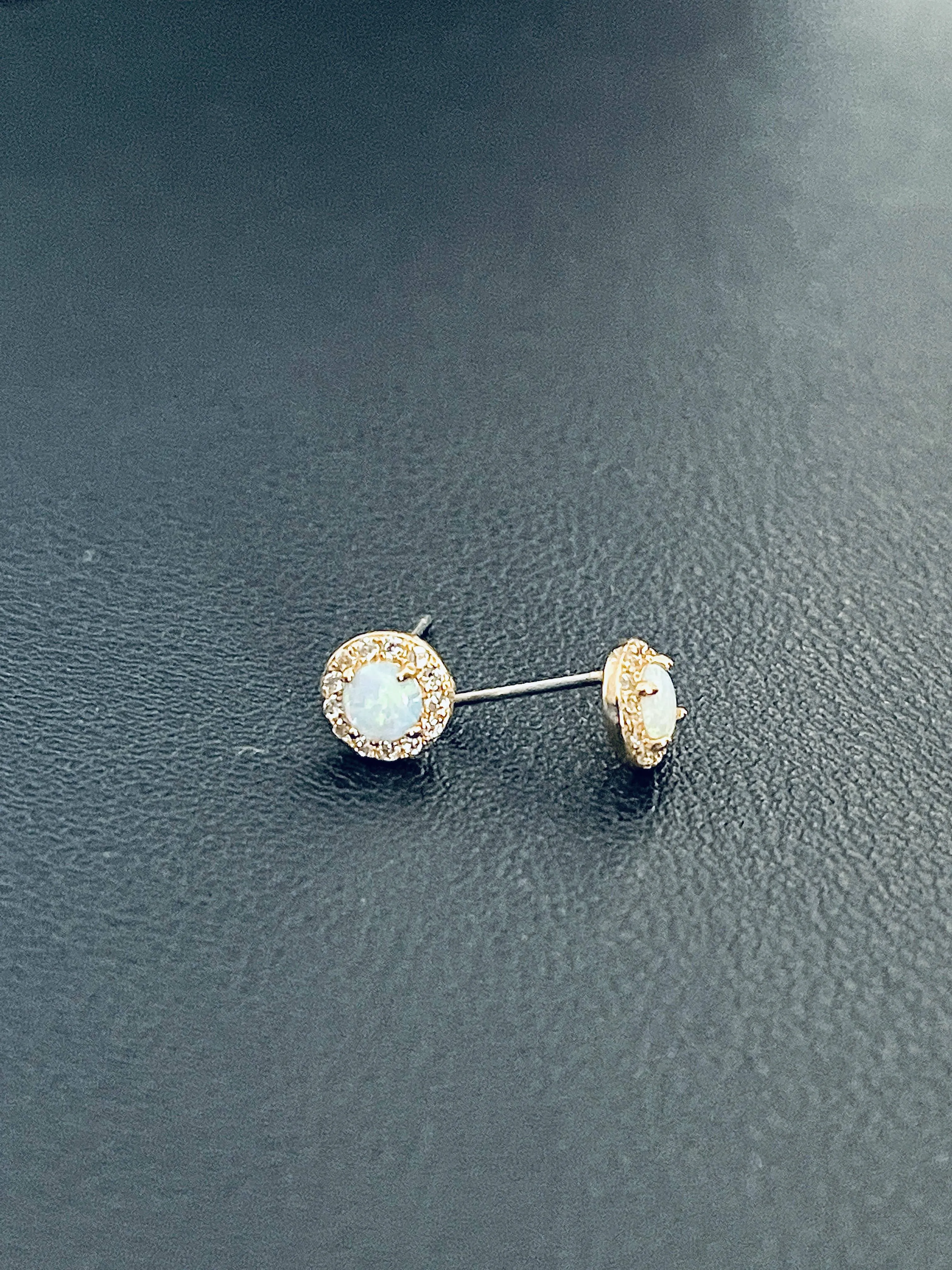 "RHEA"- Delicate Round Opal Stud Earrings