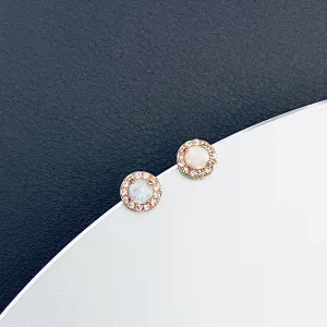 "RHEA"- Delicate Round Opal Stud Earrings