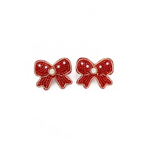 Red   Pearl Beaded Earrings