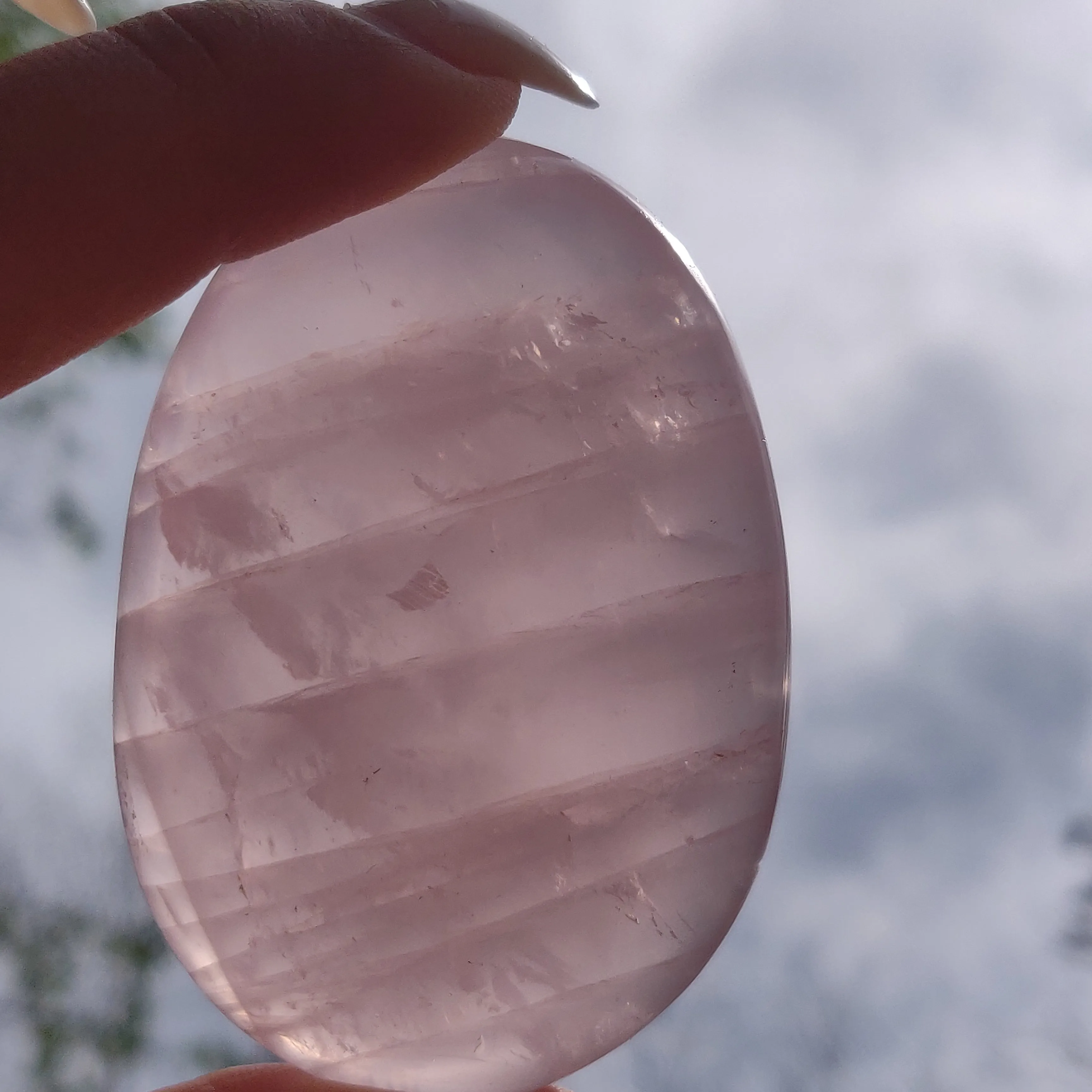 Rose Quartz Palm Stone, Star Rose Quartz (#11)