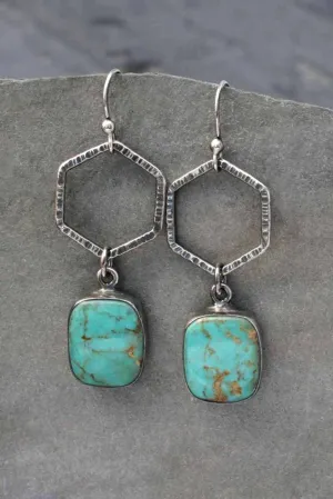 TURQUOISE HEX EARRING