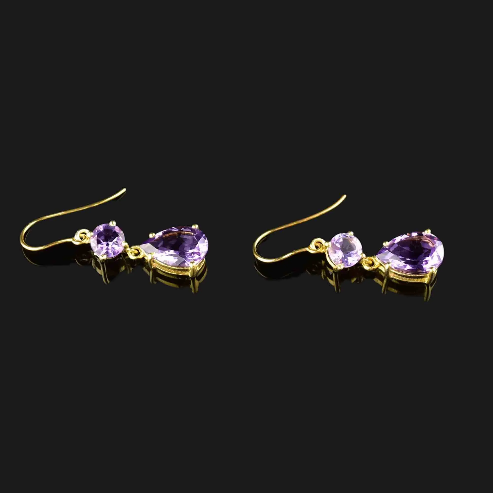 Vintage Rose de France Amethyst Earrings in Gold