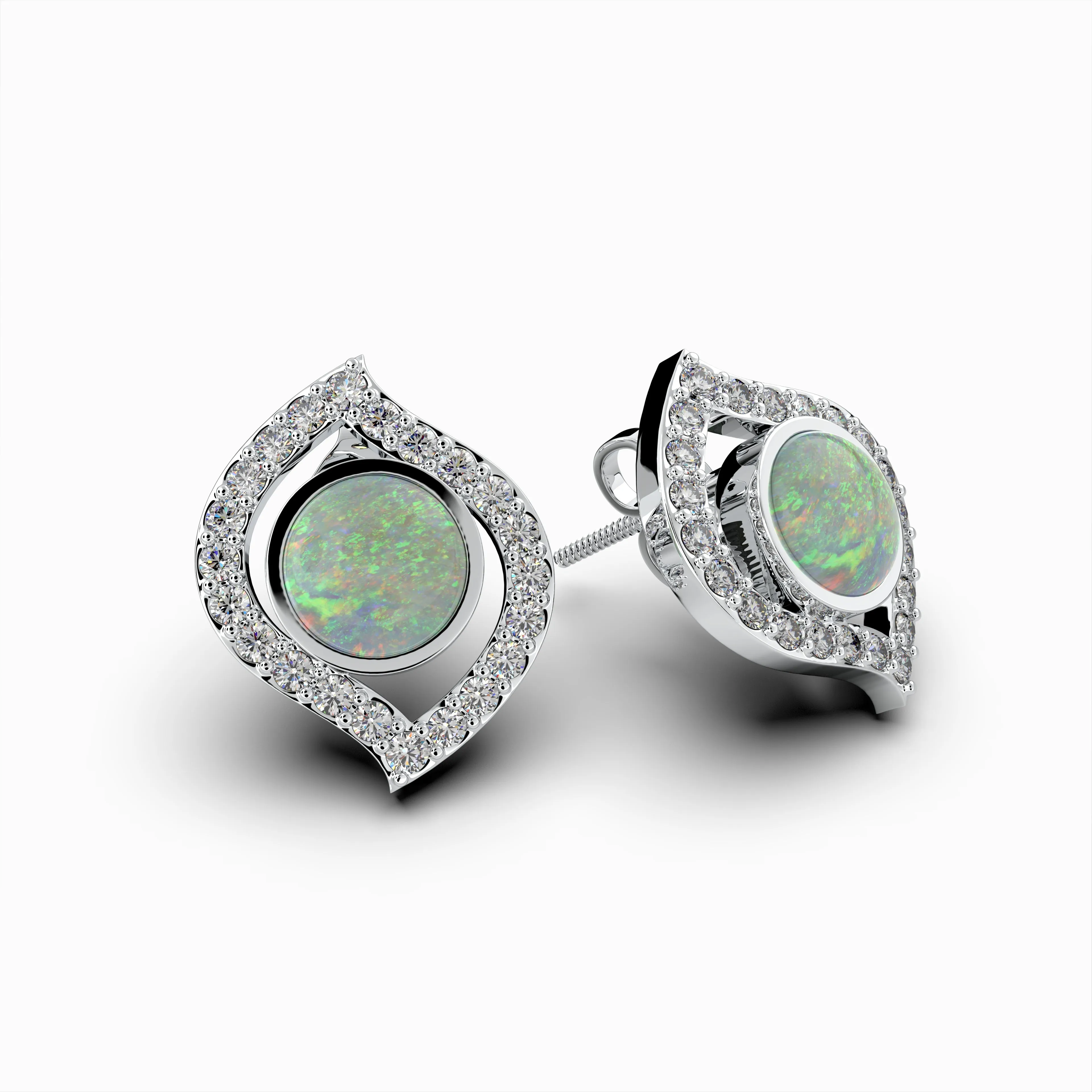 White Australian Opal Earring - Riley