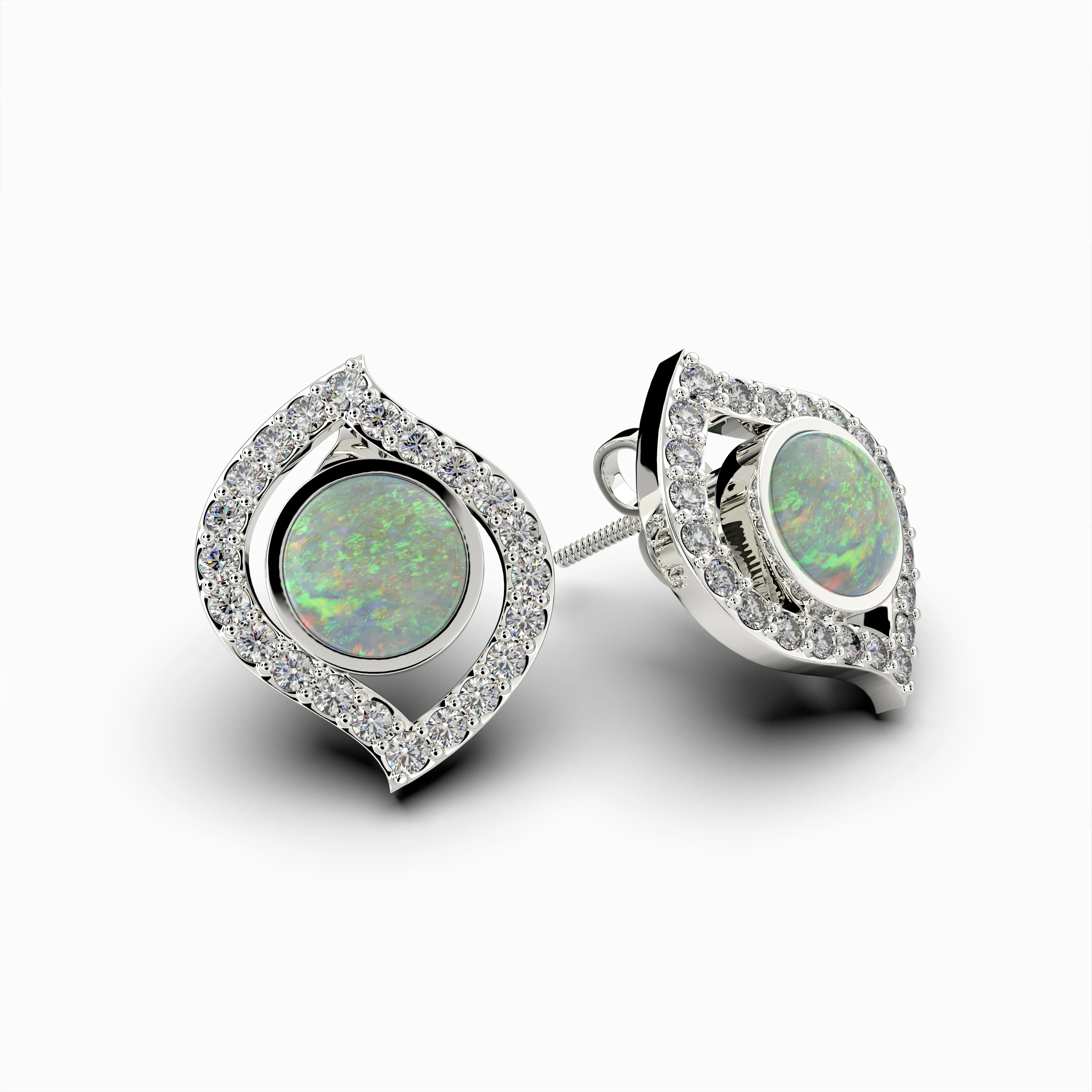 White Australian Opal Earring - Riley