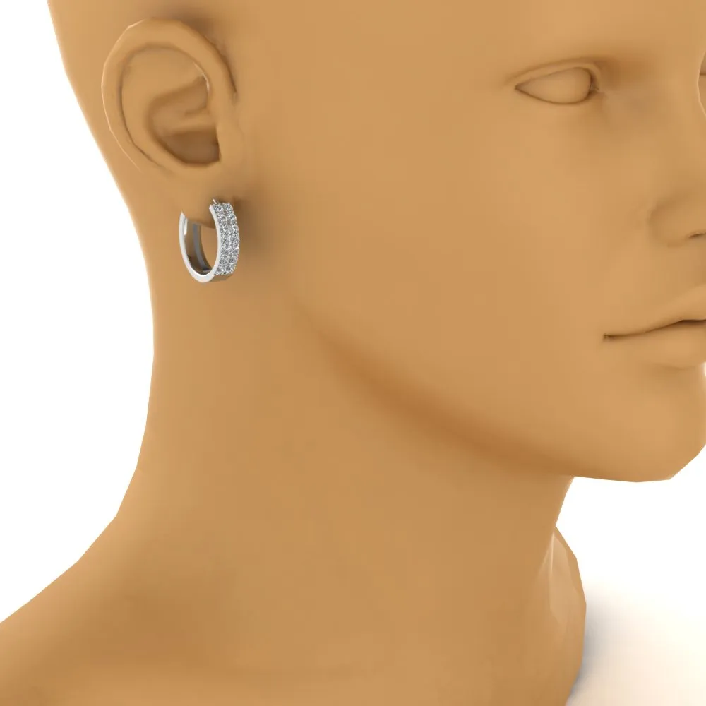Wide Lab Diamond Hoop Earring For Women In 14K Gold
