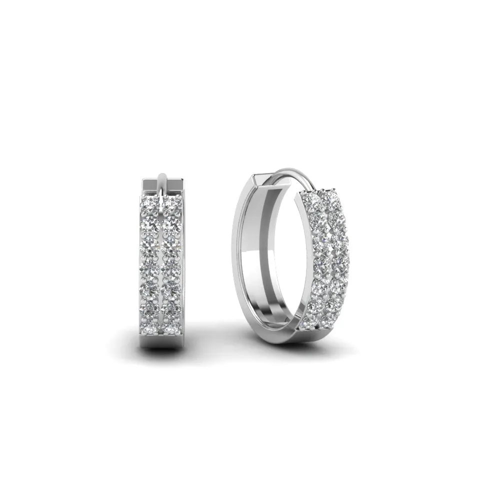 Wide Lab Diamond Hoop Earring For Women In 14K Gold
